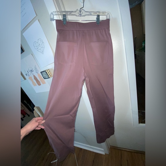 High Waisted Button Multiple Pockets Straight Leg Casual Pants in Twilight Mauve - Picture 7 of 14